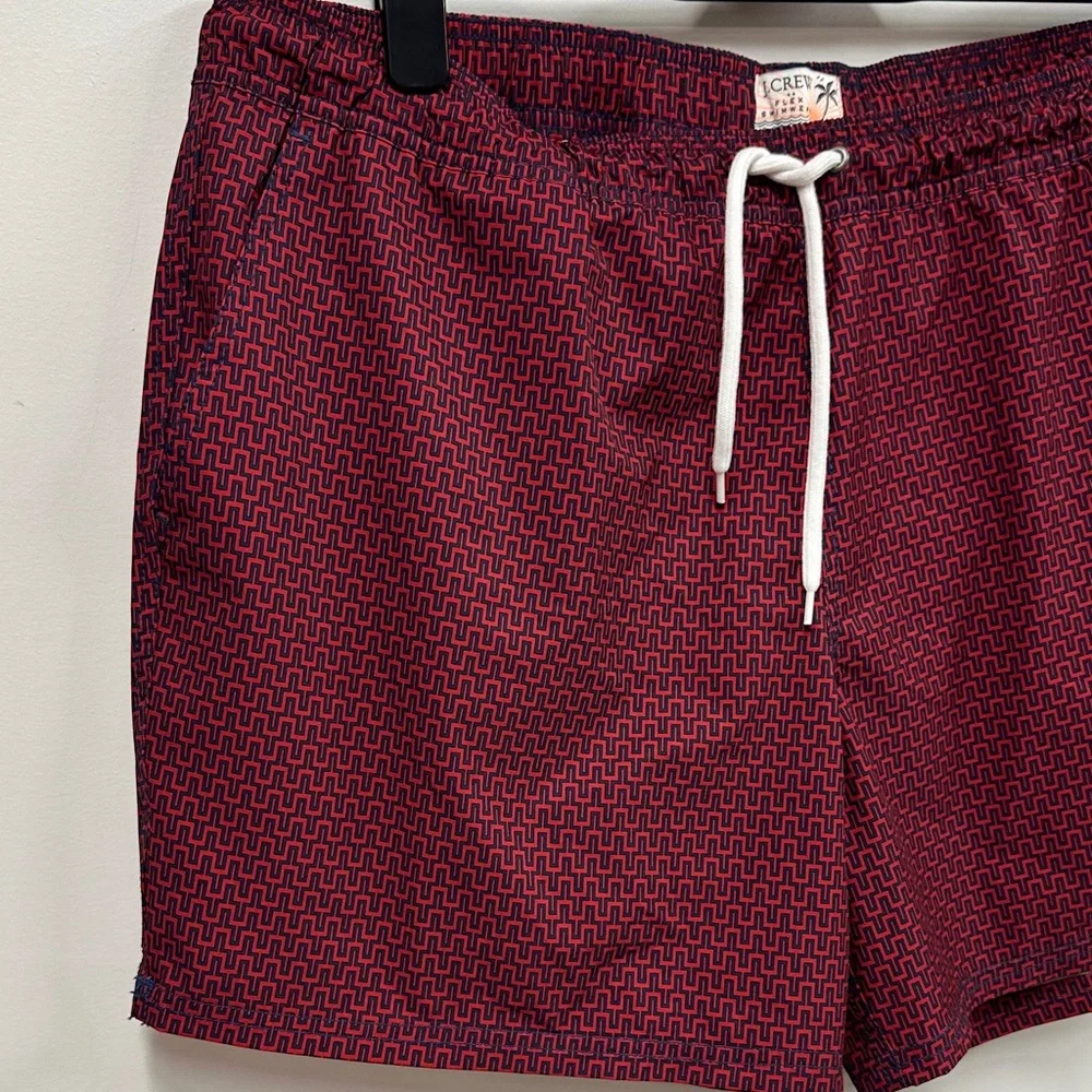 J. Crew Men's Maroon Patterned Swim Trunks